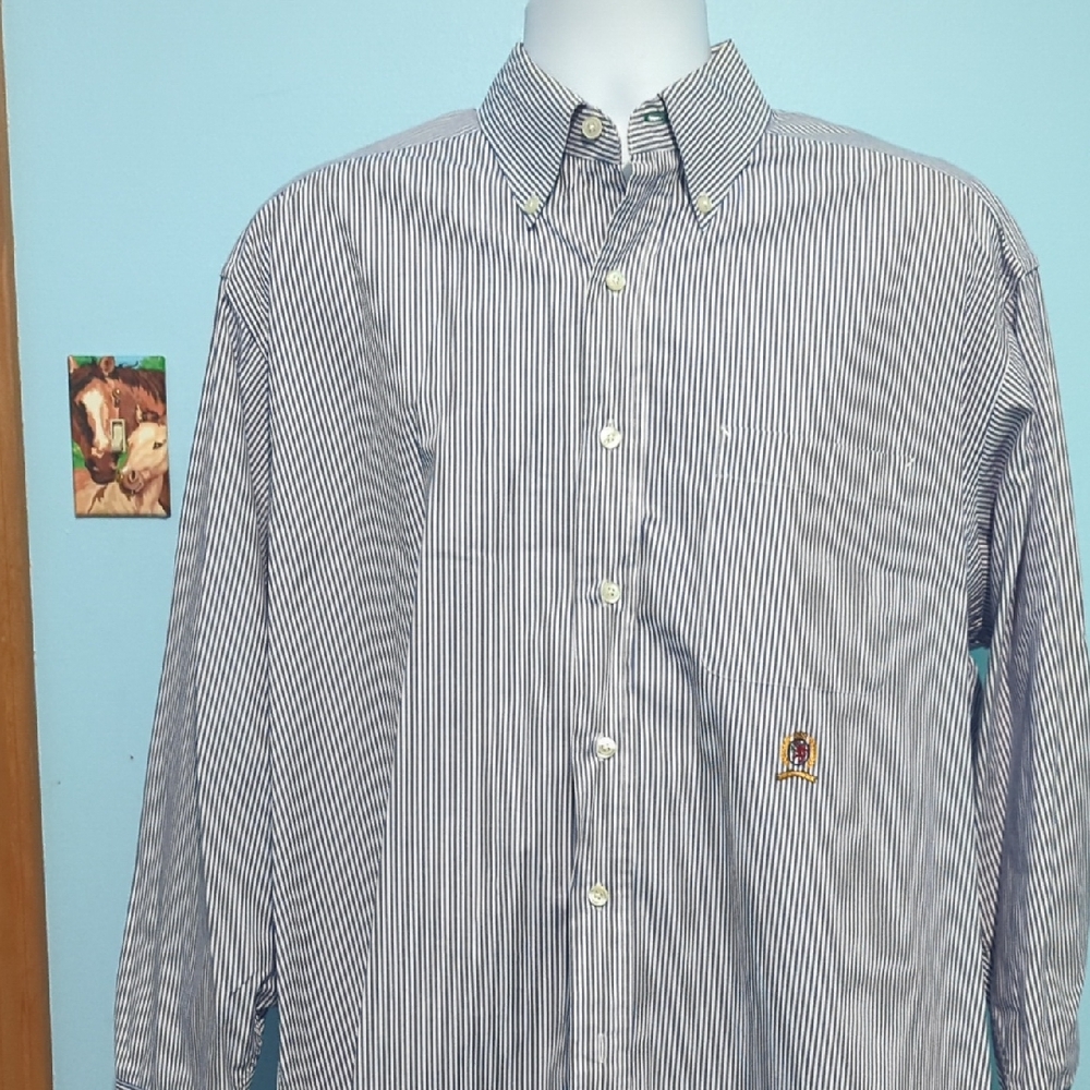 Tommy Hilfiger Classic Blue Striped Button-Down Shirt